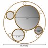 Uniquewise Decorative Round Frame Gold Metal Wall Mounted Modern Mirror with 4 Glass Mirror Balls QI004577